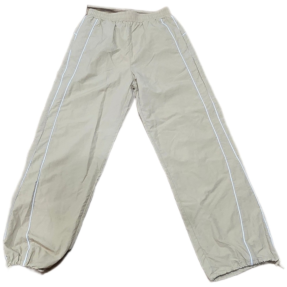 Active USA Khaki Nylon Track Pants Reflective Piping Joggers P14516 Small NWT